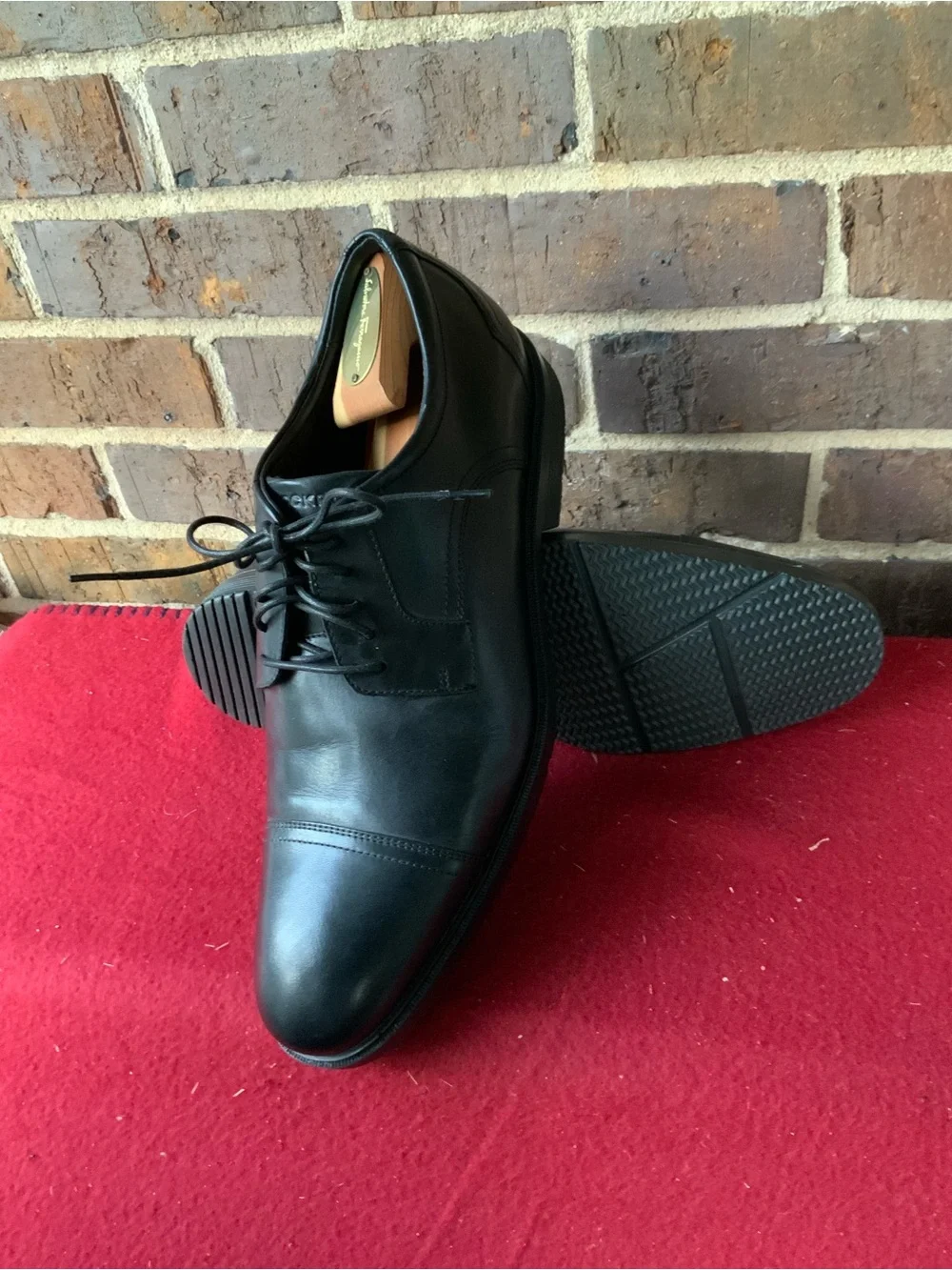 Men's Black Leather Lace-Up Derby Dress Shoes